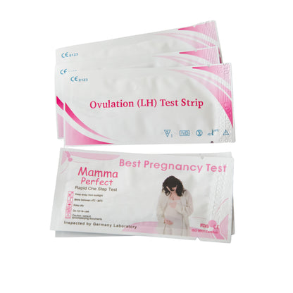 Fertility Testing Package – 12 Ovulation Strips, 1 Digital Thermometer & 3 Pregnancy Tests